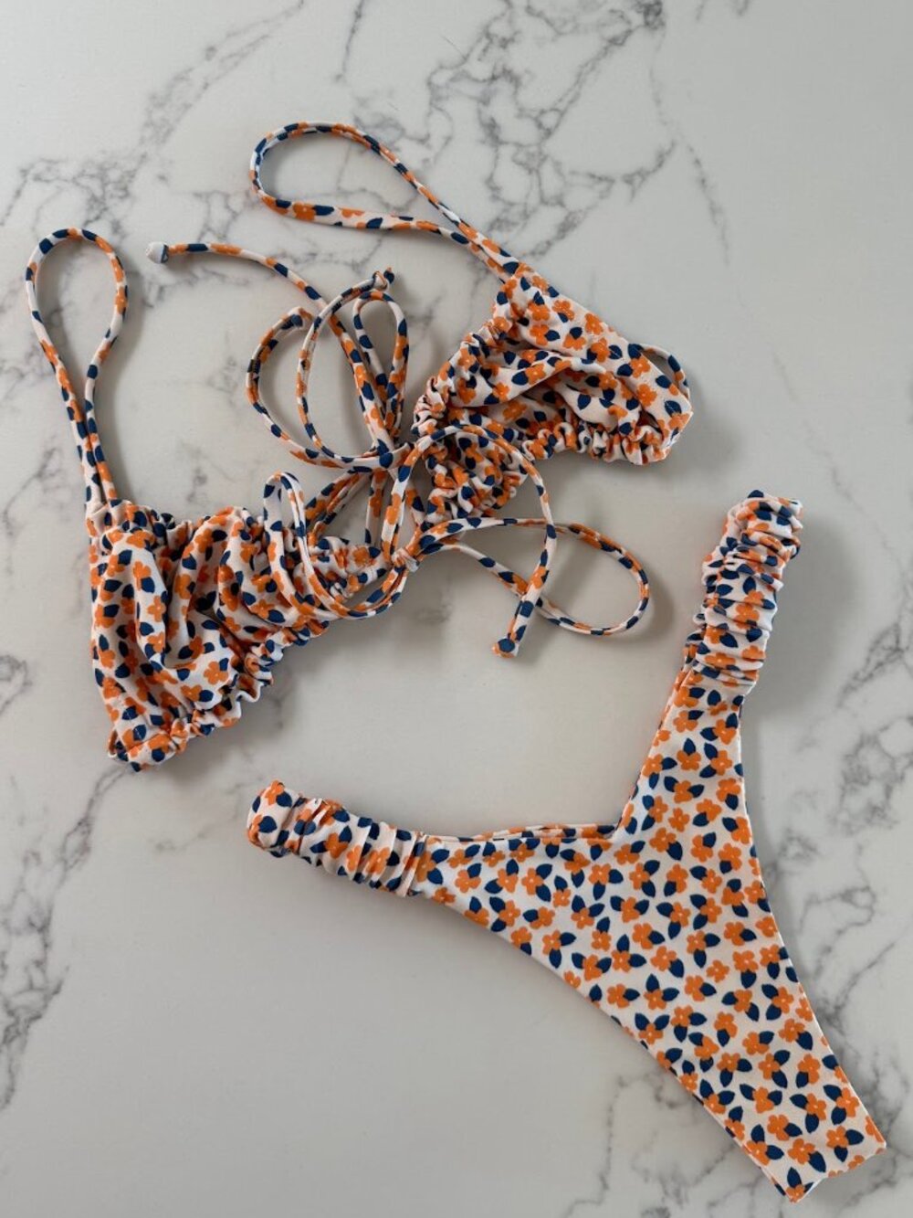 Kulani Kinis Bralette Top & Retro Y Thong Bikini SET - Poppy - Size Small - Picture 2 of 7